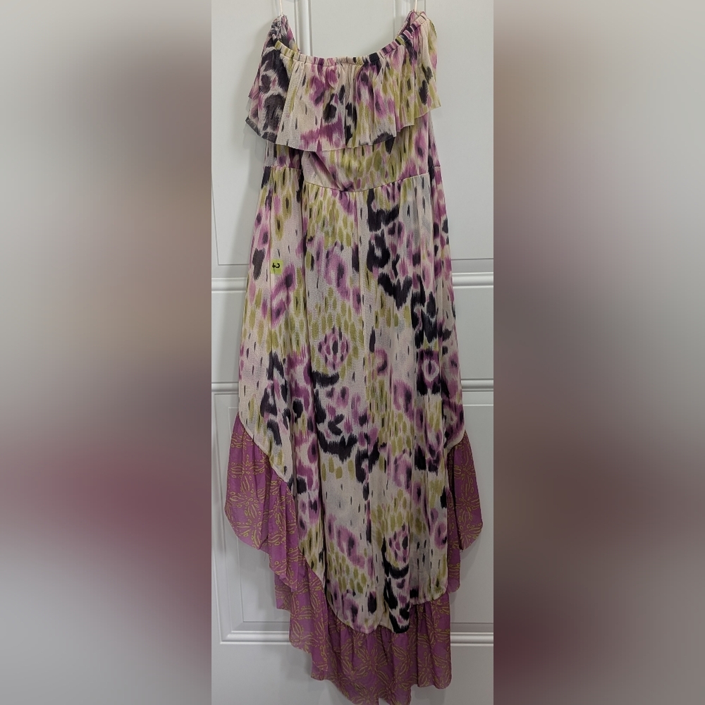 Anthropologie  Sleeveless High-Low Dress in Pink and Green Small